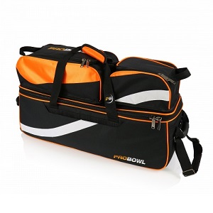 Pro Bowl Triple Tote Deluxe W/Shoe Bag - Black/Orange