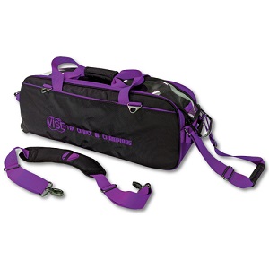 Vise Clear Top Triple Tote Roller Bag - Black/Purple