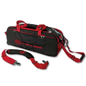Vise Clear Top Triple Tote Roller Bag - Black/Red